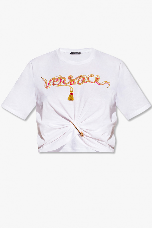 VERSACE ロコ刺繍セタ 78GAIE02CF00E 899 Greca Collar Polo Shirt | VERSACE US